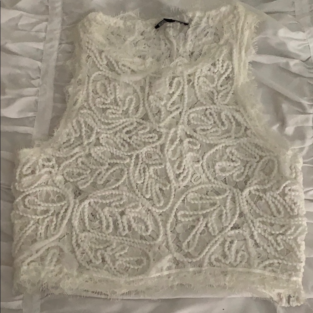 White Lace Crop Top